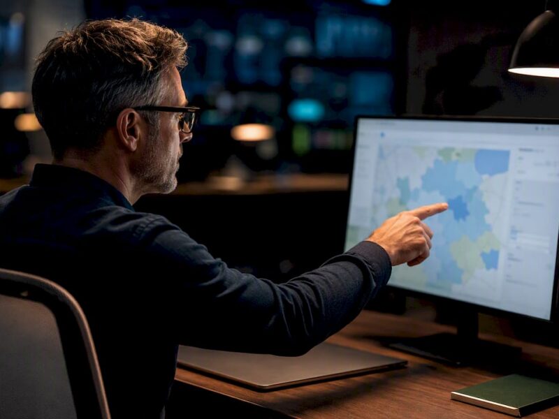 Manager reviewing geographic bid controls