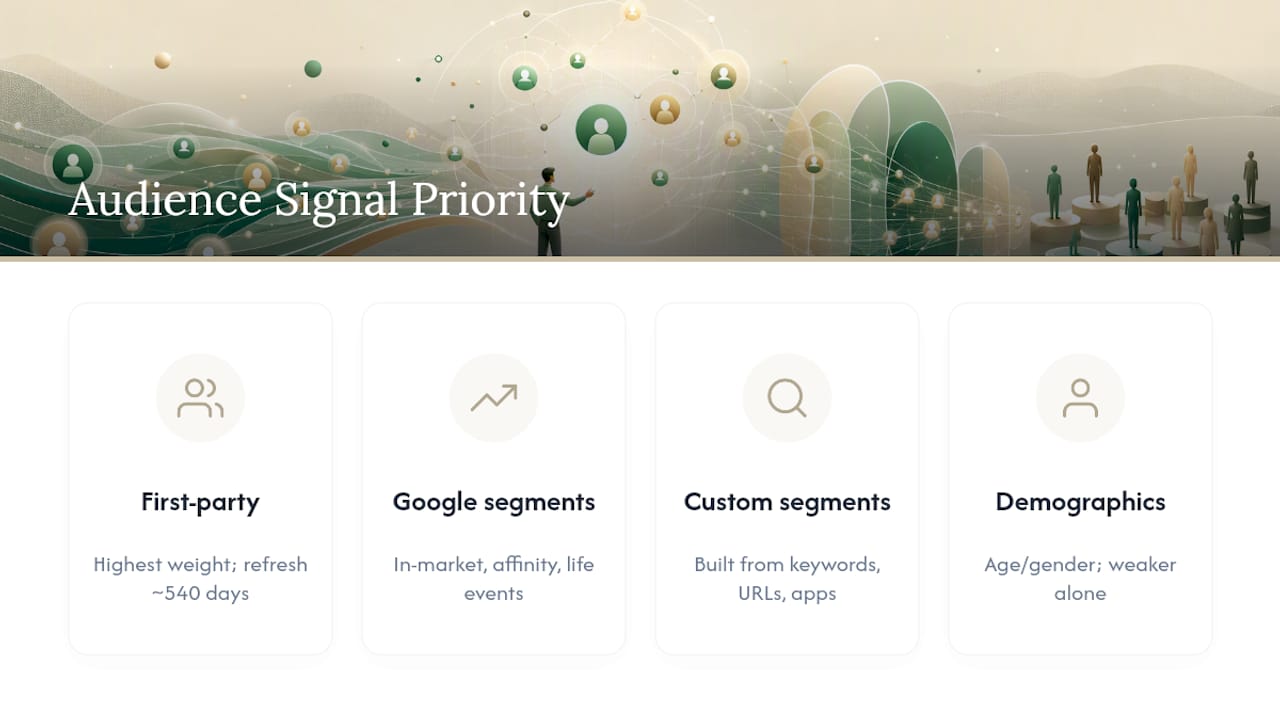 Four Performance Max audience signal categories