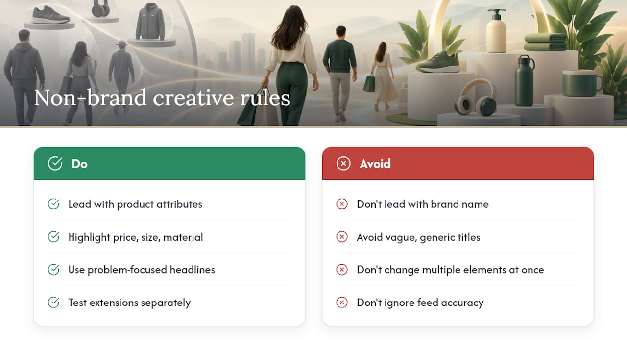 Creative and ad copy considerations tailored to non-brand audiences — overview diagram
