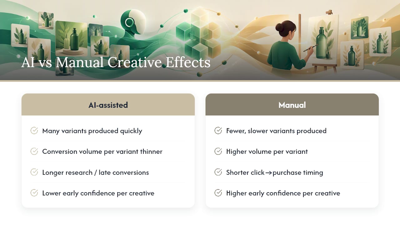 How AI-generated creative affects your measurement data — overview diagram