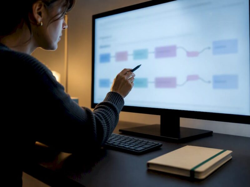Analyst reviewing paid media conversion paths